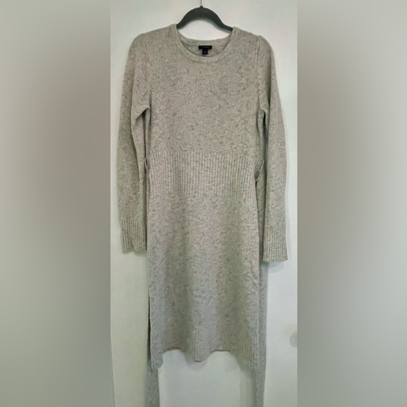 Ann Taylor Mix Wool Gray Knitted Sweater Belted Sweater Dress Size M - Picture 3 of 9